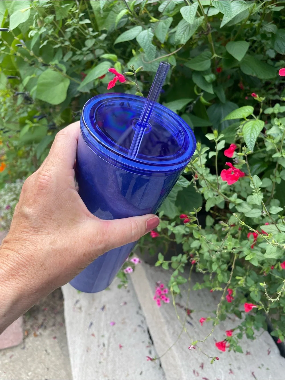 Starbucks Cobalt Blue Crackle Venti Cold Cup Tumbler 24 oz EUC